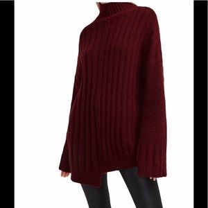 Express Mixed Rib Mock Tunic Sweater